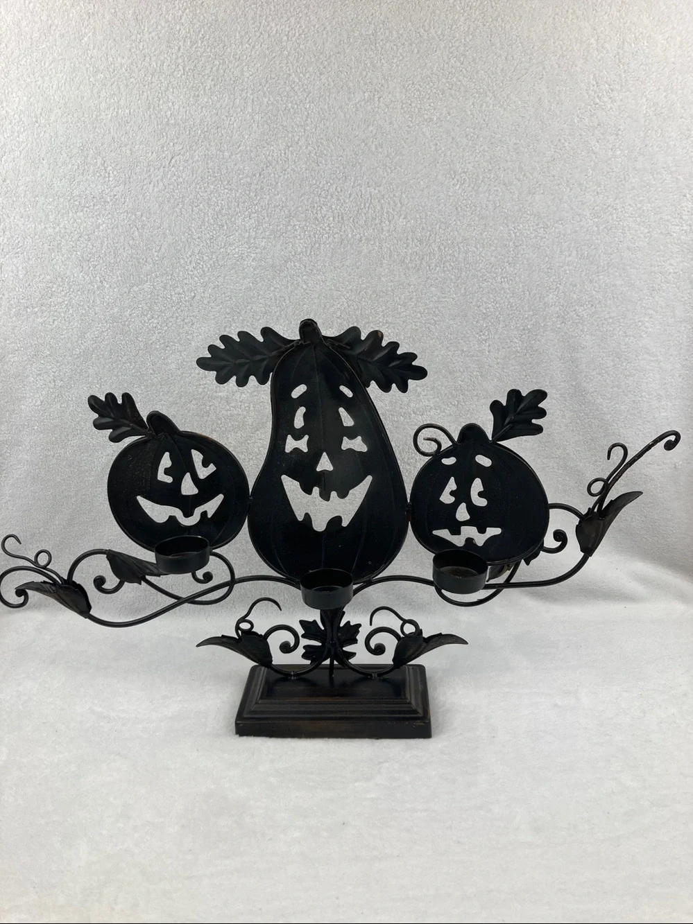 Decorative Rustic Halloween Metal Jack-O-Lantern Tea Light Holder 22”
